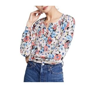 Veronica Beard Madge Silk Floral Button Top Size 6